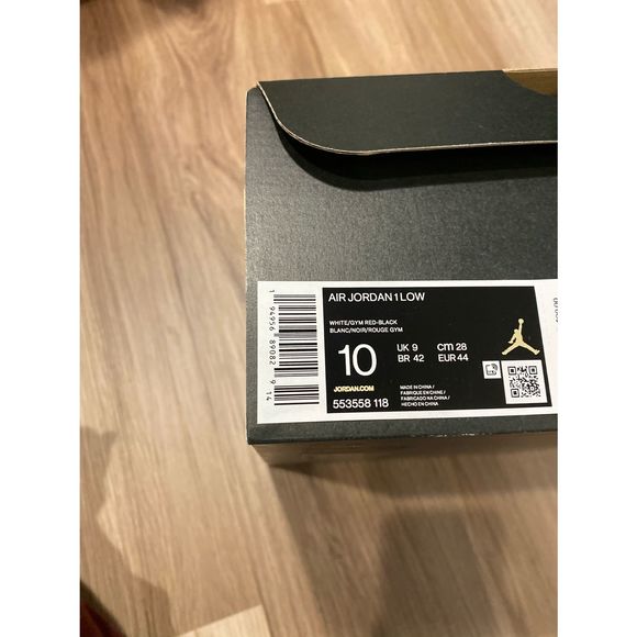 Jordan 1 Low White University Red Black Men size 10 553558-118 New - Picture 8 of 8